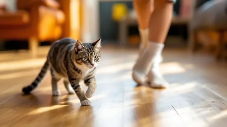 Niet speels of onhandig, deze reden verklaart waarom katten voor je voeten lopen